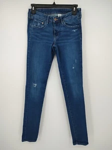 &Denim Jeans Womens 27 Blue Super Skinny Coupe Low Waist Stretch Distressed - Picture 1 of 5