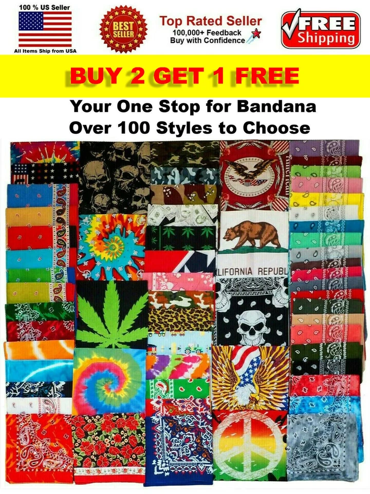  NEW COTTON PAISLEY PRINT DESIGNS SCARF BANDANA HANDKERCHIEF HEAD WRAP WRISTBAND - Image 1 of 1