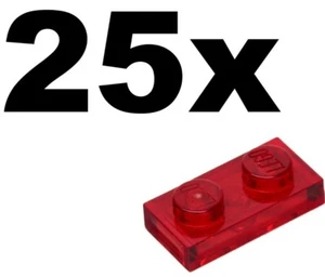 NEW LEGO - PLATES - 1 x 2 - Transparent Red plate x 25 - 1x2 - Picture 1 of 1