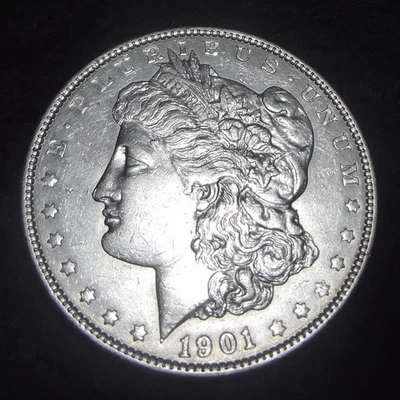 Dólar de plata Morgan 1901 P - Hermoso AU detalles clave de Filadelfia como nuevo Foto 1 de 4