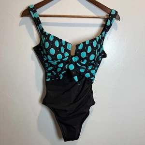 Miracle Suit One Piece Swimsuit Black Teal Womens (no size tag) - Picture 1 of 14
