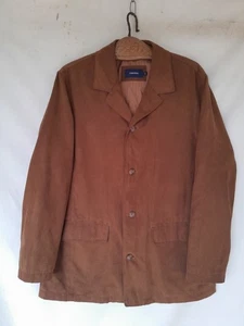 Vintage Cortefiel Jacket Mens Large Tan Vegan Suede Made in Spain - Picture 1 of 16
