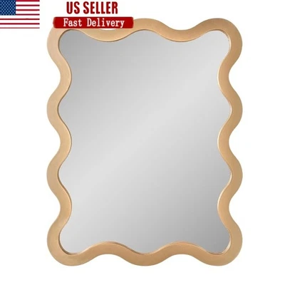 Wavy Framed Mirror Modern Home Decor Vertical Horizontal Hanging Wall Accent New - Image 1 of 4