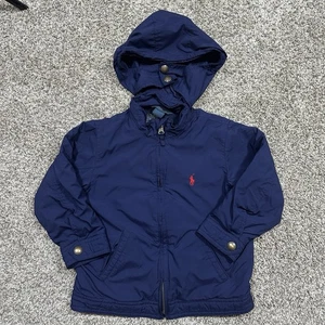 Polo Ralph Lauren Jungen Jacke 3T dunkelblau Full Zip Kapuze leichter Mantel - Bild 1 von 9
