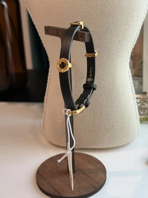 Tory Burch- Pulsera de cuero Britten esmaltada correa única nueva con etiquetas negra Foto 1 de 4