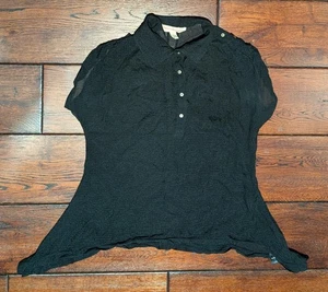 Anthropologie Carnation Lily Lily Rose Black 100% Silk Sheer Lightweight Top - 6 - Picture 1 of 17