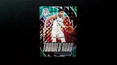 2023-24 Panini Bucks Giannis Antetokounmpo Thunder Road Green Mosaic Prizm Foto 1 de 2