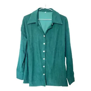 Small Men’s Green Corduroy Shirt - Lapel Collar, Chest Pocket, Long Sleeves. - Picture 1 of 4
