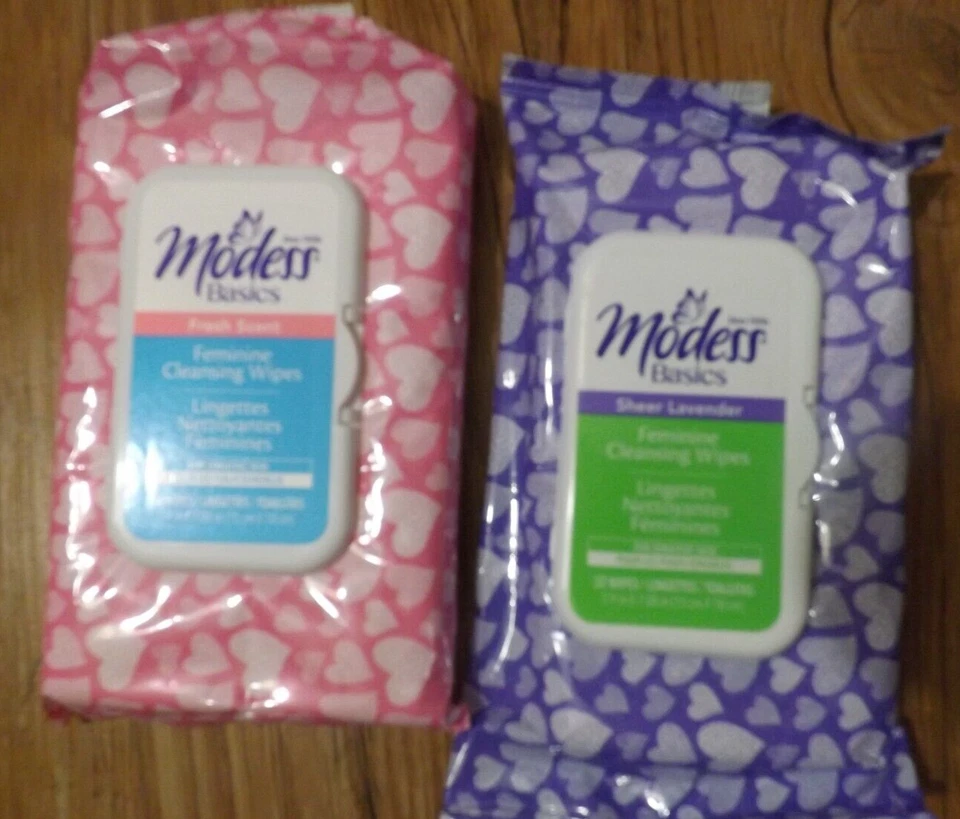 2 NUEVAS toallitas limpiadoras femeninas Modess Basics aroma fresco y lavanda transparente Foto 1 de 1