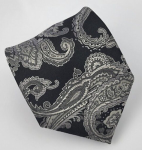 Stacy Adams Polyester Tie Black Silver Floral Paisley Men Necktie 58 x 3.5
