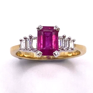 Ruby Diamond Ring 18K Yellow Gold 1.43cts Natural Ruby 0.22cts Natural Diamond - Picture 1 of 12