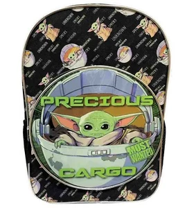 Mochila escolar de tamaño completo BABY YODA MANDALORIAN 17" con funda para computadora portátil nueva con etiquetas $30 - Imagen 1 de 4