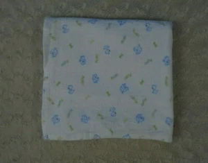 Piccolo Bambino Puppy Dog Baby Receiving Blanket Flannel White Blue xoxo Bones - Picture 1 of 7