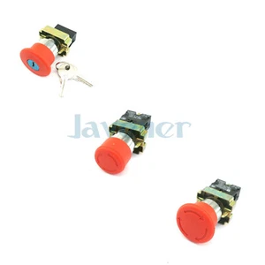 22mm Mounting N/C Release Emergency Stop Switch Mushroom Push BS142 BS442 BS542 - Picture 1 of 13