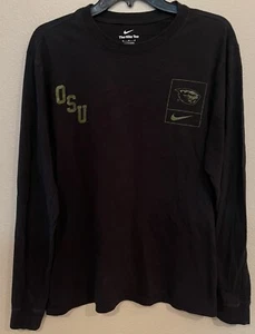Nike OSU Oregon State Beavers Shirt Mens Sz M Black Long Sleeve Pocket Check - Picture 1 of 3
