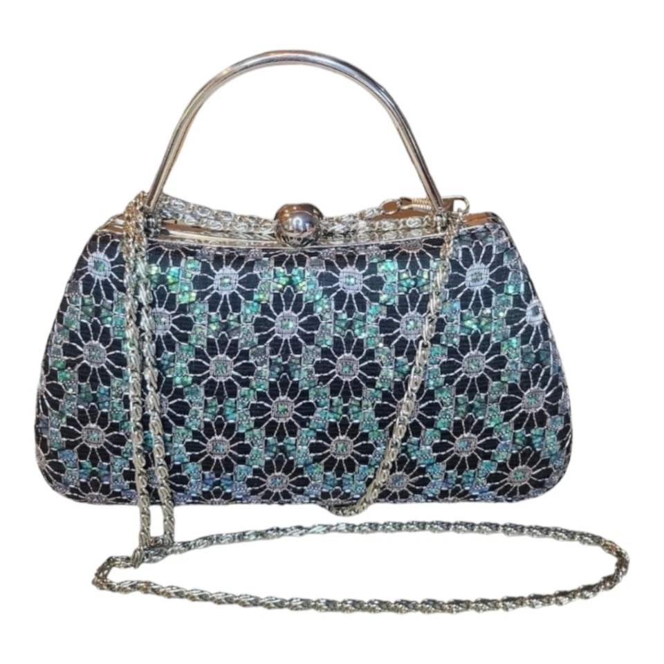 Sasha Glitzy Embroidered & Beaded Evening Hard Shell Handbag - Image 1 of 4