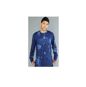 MEN'S guys INSIGHT THUNDERMOUTH T SHIRT HENLEY TEE BLUE SPLATTER PRINT NEW $65 - Picture 1 of 2