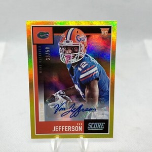 2020 PANINI SCORE VAN JEFFERSON RC ROOKIE GOLD ZONE AUTOGRAPH #’D /50 ATLANTA 🏈