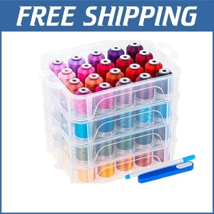 Comprehensive Embroidery Thread Kit: 80 Spools with Stackable Storage Box - Picture 1 of 9