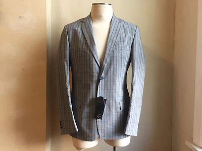 CHAQUETA BLAZER JUST CAVALLI COOL ALGODÓN GRIS AZUL A CUADROS S 50 40 ABRIGO DEPORTIVO ITALIA Foto 1 de 4