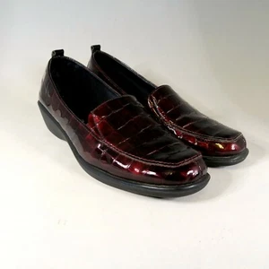 The FLEXX Mahogany Brown Patent Leather Croc Print Comfort Loafers EU 37, US 6 - Picture 1 of 7