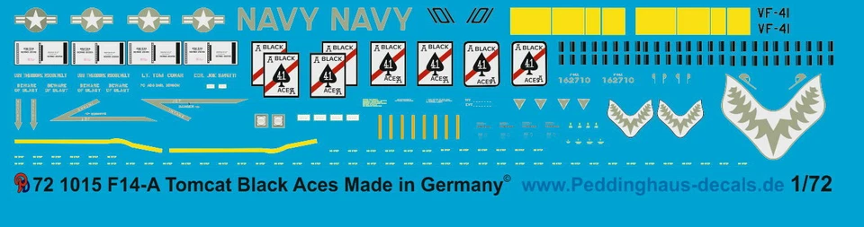 Peddinghaus-Decals 1/72 1015 F14 A Tomcat Nero Aces - Immagine 1 di 1