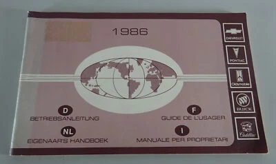 Istruzioni D'Uso Chevrolet/Pontiac/Oldsmobile/ Buick / Cadillac Stand 1986 - Immagine 1 di 2