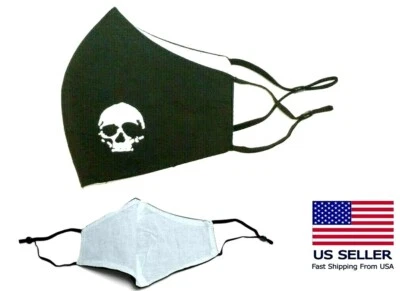 Face Mask Nose Mouth Cover Skull Washable Reusable Double Lining USA - Image 1 of 4