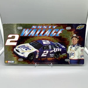 Vintage Rusty Wallace Miller Lite NASCAR Metall Nummernschild Penske Racing Halo - Bild 1 von 2