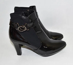 New Aquatalia 'Randy' Weatherproof Platform Bootie Black Patent Leather Size 6.5 - Picture 1 of 8