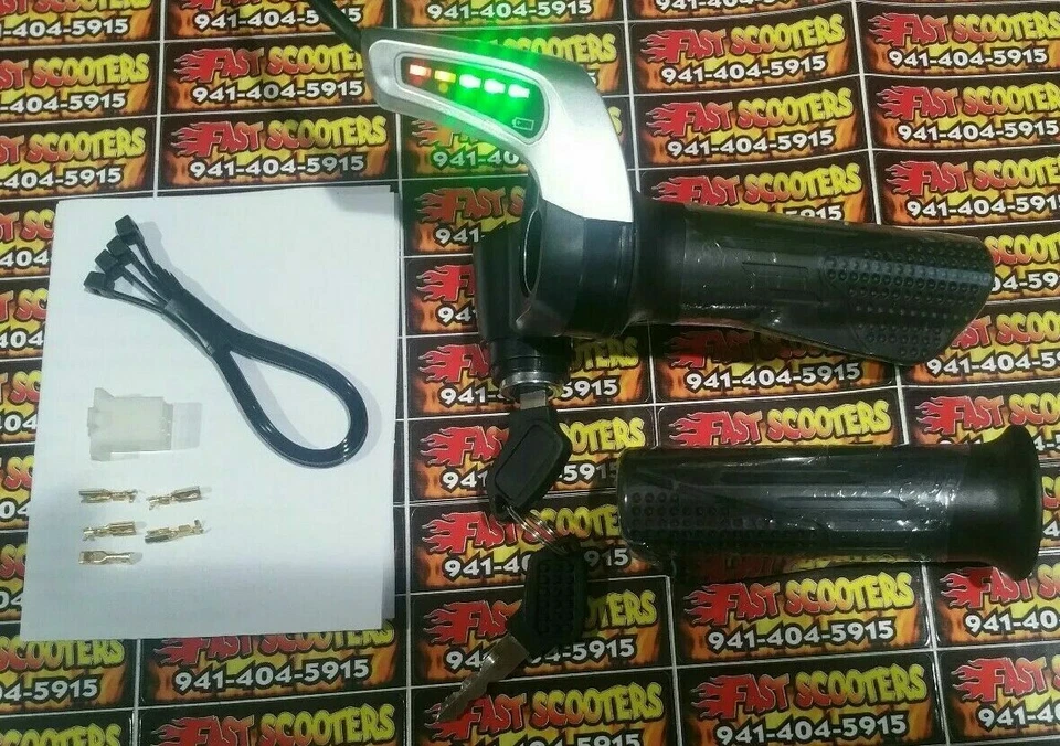 Universal Electric Scooter Bike Throttle W Indicator & Lock Switch 24 Volts