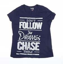 my graphic tee Womens Blue Cotton Basic T-Shirt Size XL Crew Neck - dont follow 