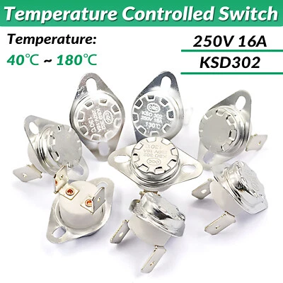 16A 250V Temperature Control Switch  Sensor Thermal Thermostat 40°C-180°C KSD302 - Image 1 of 4
