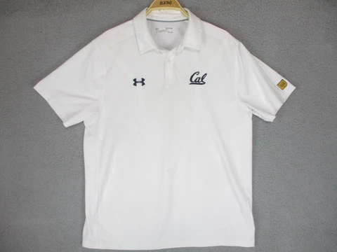 Cal Bears Polo Shirt mens Extra Large White Short Sleeve UC Berkley Under Armour Cover