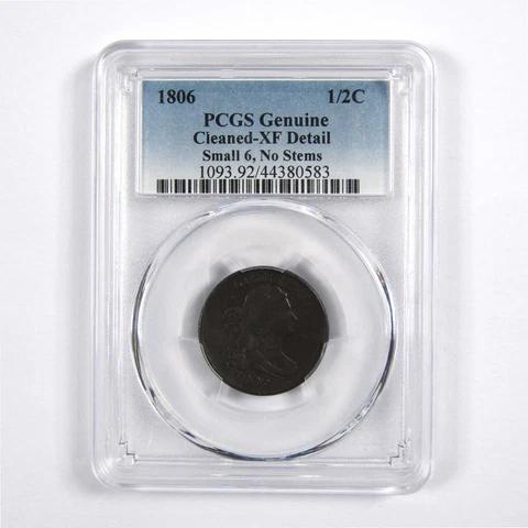 1806 Small 6 No Stems Draped Bust Half Cent XF Details PCGS SKU:I8217 Cover