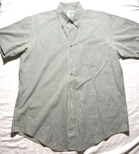 Brooks Brothers Shirt Mens Medium Green Plaid Short Sleeve Collared Buttons Up - Picture 1 of 14
