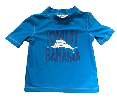 Tommy Bahama Shirt Boys 2T Marlin Short Sleeve Stretch Blue Swim Beach Cruise - Image 1 of 4