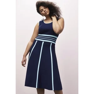 Prabal Gurung x Lane Bryant Striped Fit & Flare Dress Sleeveless Women's 14/16 - Picture 1 of 12