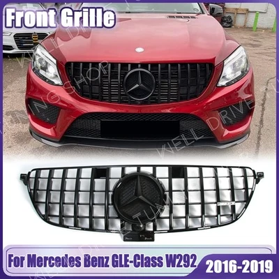 Black Front Grille W/Emblem For Mercedes Benz W292 16-19 GLE300 GLE350 GLE400 Foto 1 de 4