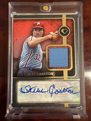 2023 Tops Diamond Icons Steve Carlton Auto 1/5 #DPA-SC Jersey Relic - Image 1 of 2