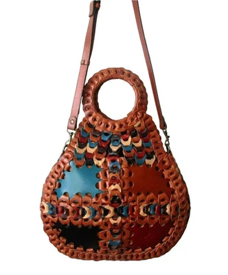 PATRICIA NASH PISTICCI TURQUOISE MULTI-COLOR LINKED LEATHER PURSE- NEW $399.00 - Image 1 of 4