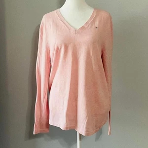 Suéter para mujer Tommy Hilfiger rosa con cuello en V talla L - Imagen 1 de 4