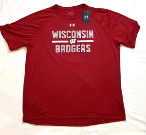 T-shirt tecnica Wisconsin Badgers Under Armour HeatGear uomo 3XL rossa manica corta - Foto 1 di 8