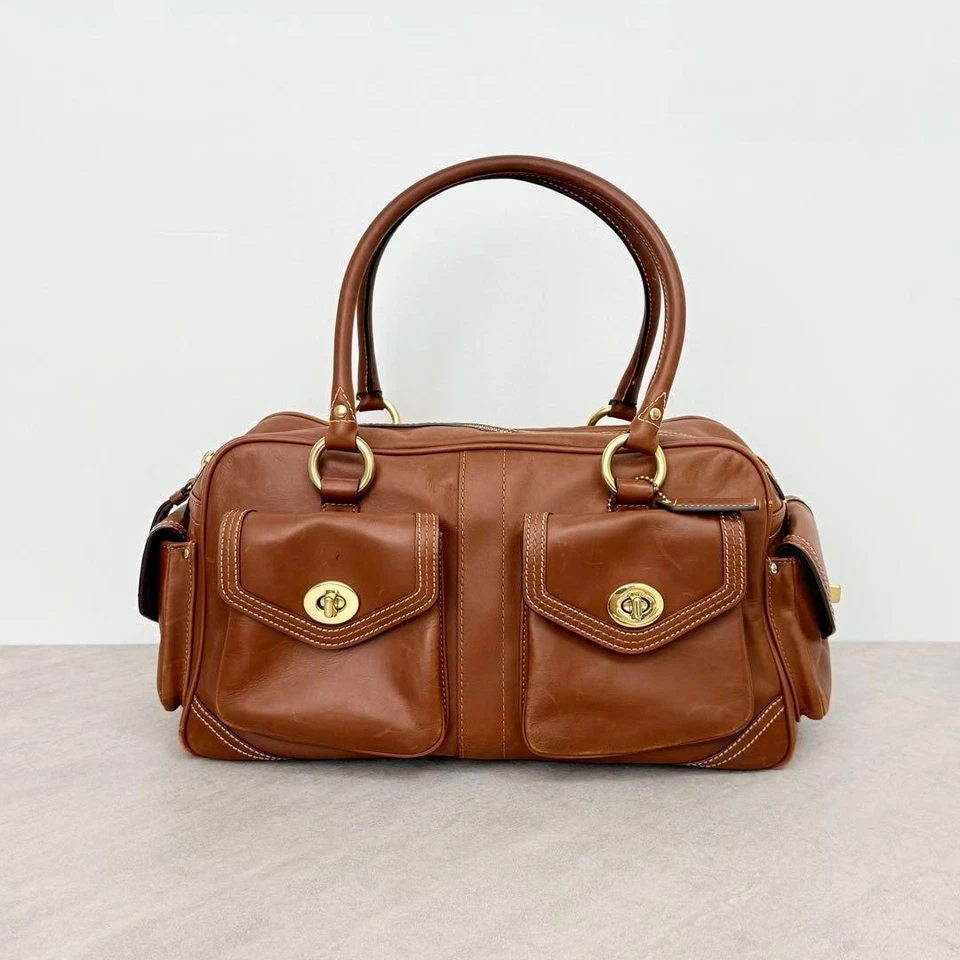COACH Bag Leather Brown Legacy Edition Saddle Satchel Turnlock 34x19x14cm NNBy37 - Image 1 of 4