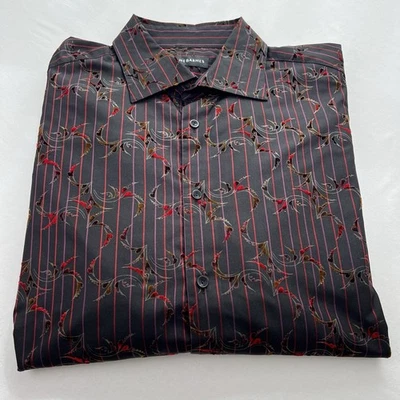 Jhane Barnes Shirt Mens 2XL Black Geometric Silk Blend Long Sleeve Classic - Image 1 of 4