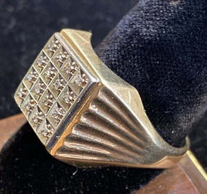 8G Men's 10k Yellow & White Gold .16cts Diamond TW Ring Size 12.25 - Picture 1 of 14