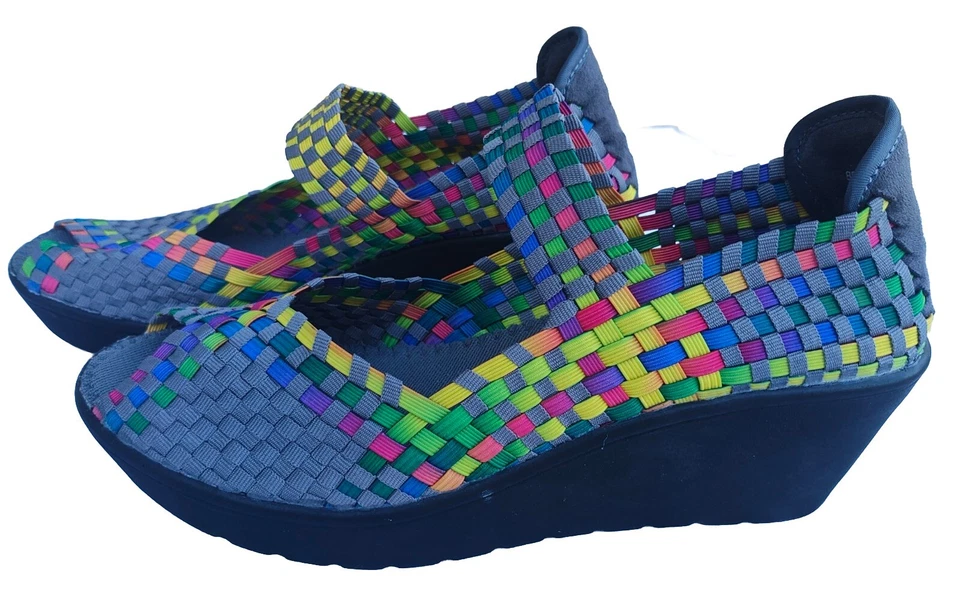Steve Madden Womens Shoes Size 8.5 Brynn Mary Jane Rainbow Woven Checkerboard 90 - Image 1 of 4