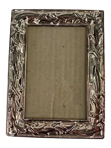 Picture Frame 3.5 x 5in photo Silver Rose Metal Motif Frame Free Standing Only - Picture 1 of 6
