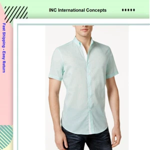 I.N.C. Men's Micro-Geometric Print Shirt, Aqua, Size XL - Picture 1 of 4