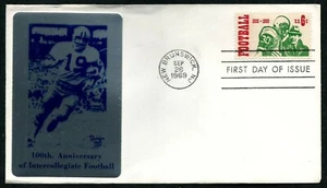 USA, SCOTT # 1382, METAL CACHET FDC COVER - INTERCOLLEGIATE FOOTBALL, YEAR 1969 - Picture 1 of 1